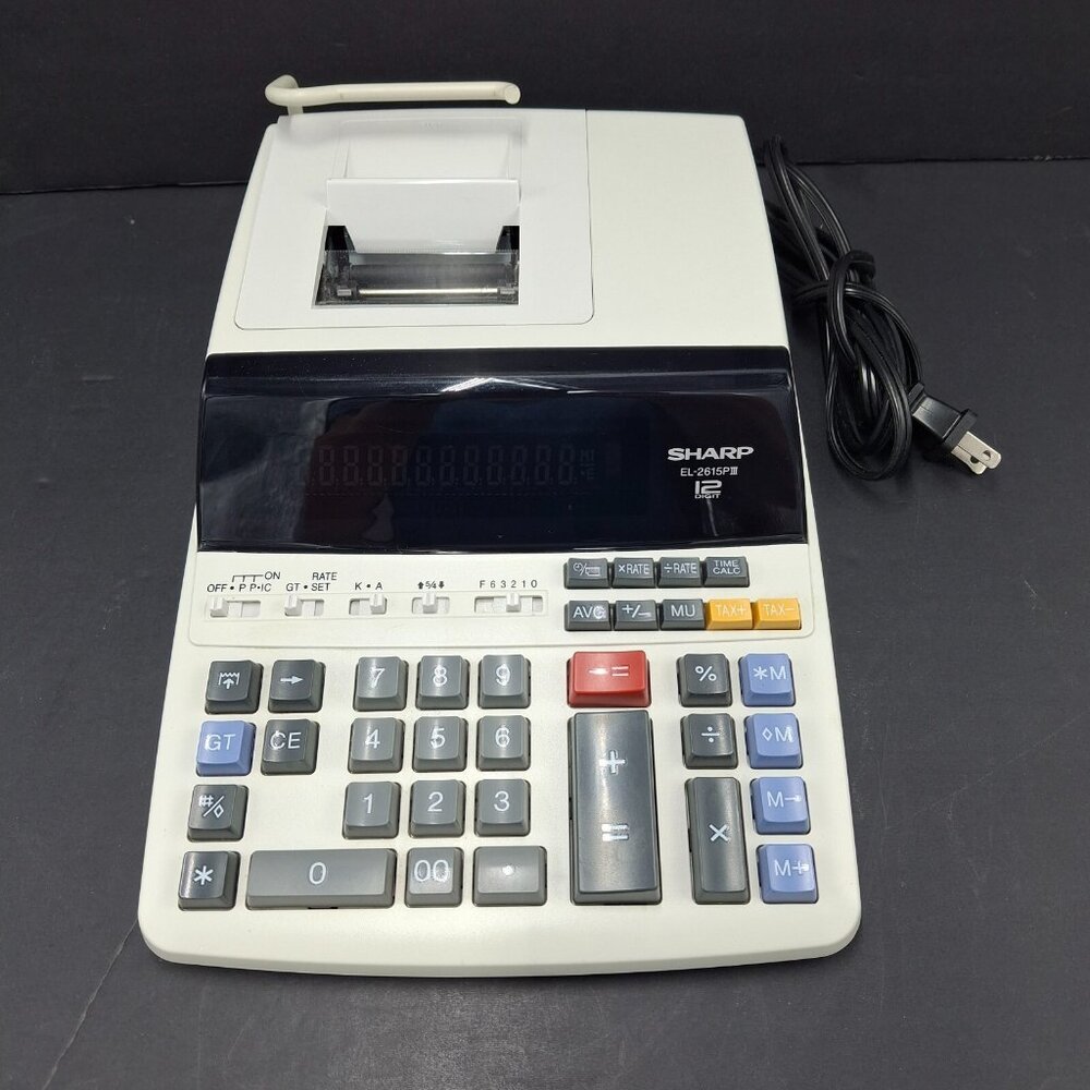 Sharp EL-2615PIII Heavy Duty Color Printing Calculator - 12 Digit - TESTED